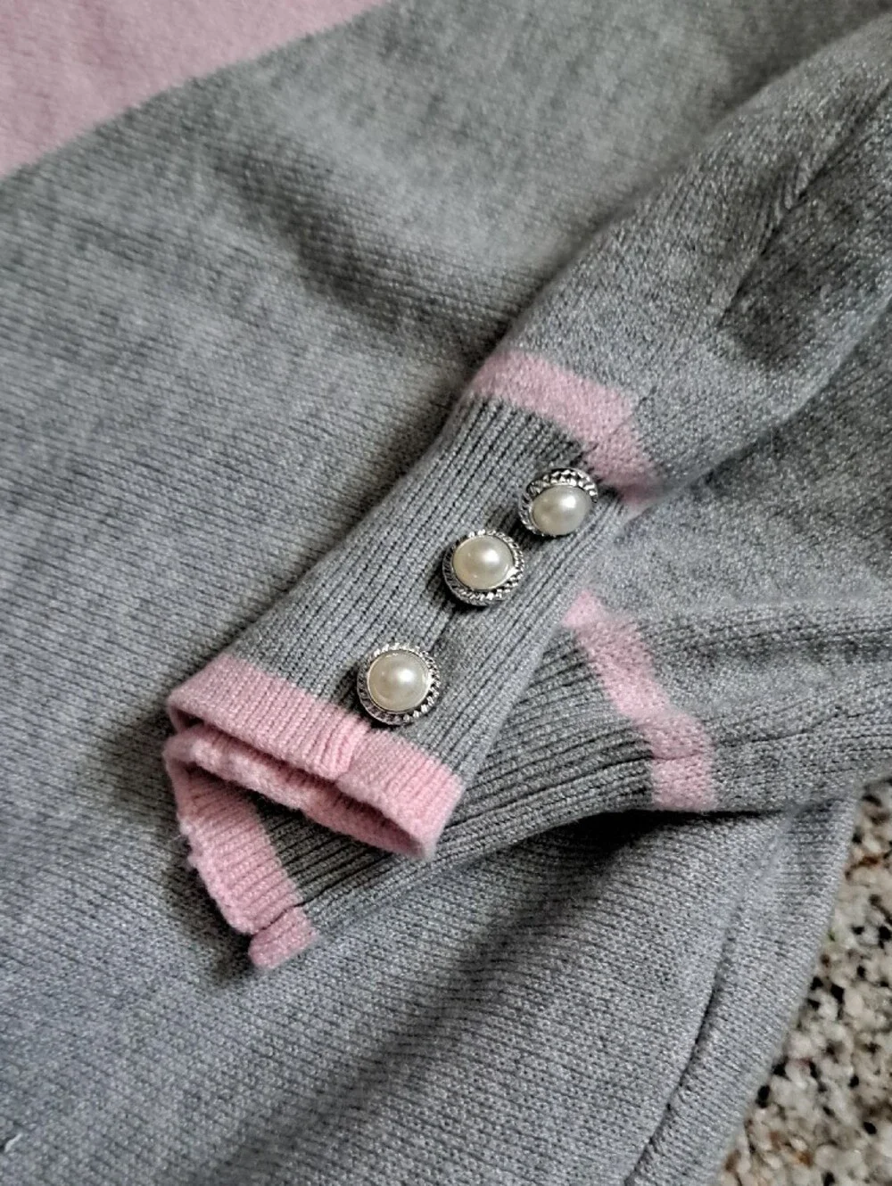 89th & Madison Light Blue Sweater with Pale Pink Heart